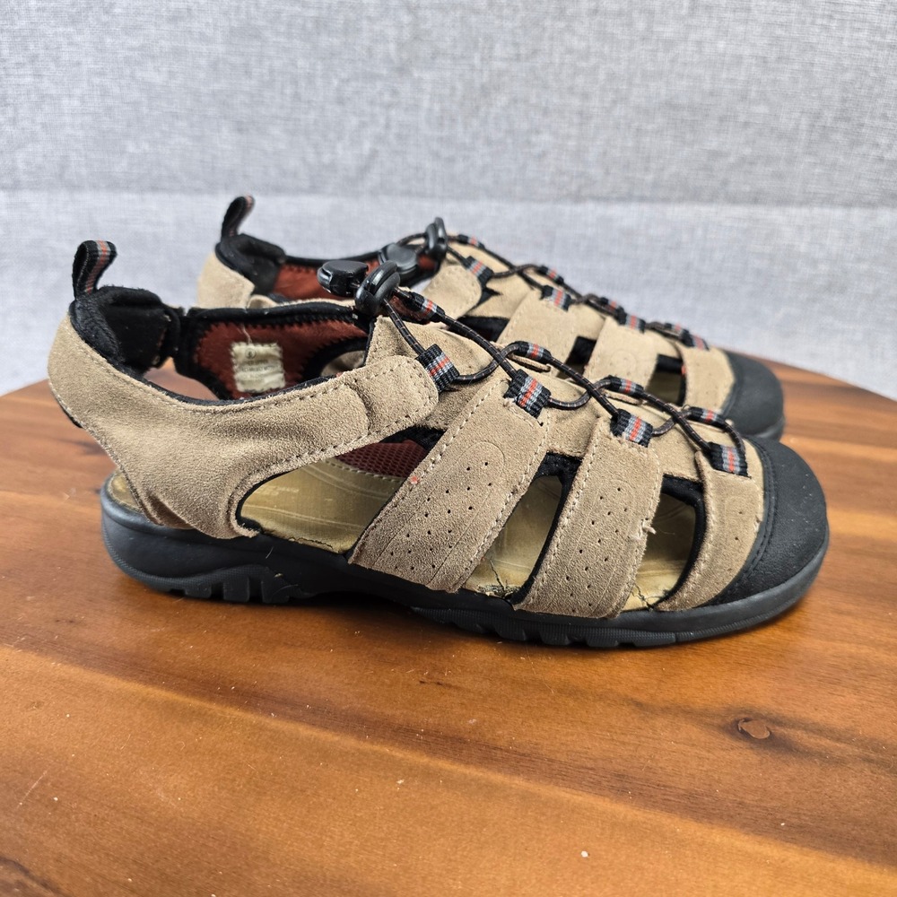 Leather Upper Sandal Water Shoe Black Beige Toggle Close Size‎ 6 Women